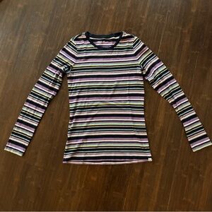 Eddie Bauer Multicolor Striped Long Sleeve Tee, Size Small